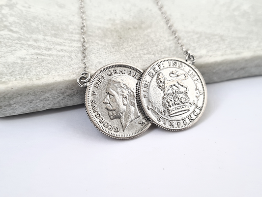 Queen Elizabeth II Memorabilia - 1926 Double Sixpence coin necklace from the year of Her Majesty's birth