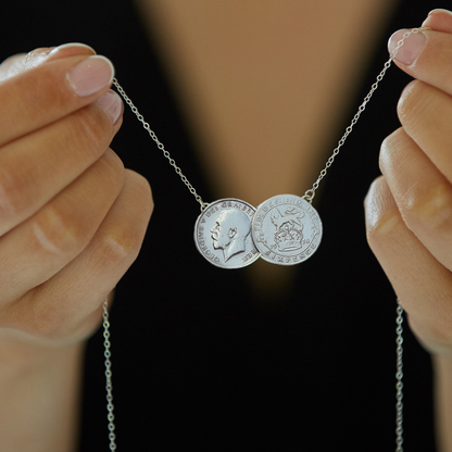 Sterling Silver Sixpence Double Coin Necklace
