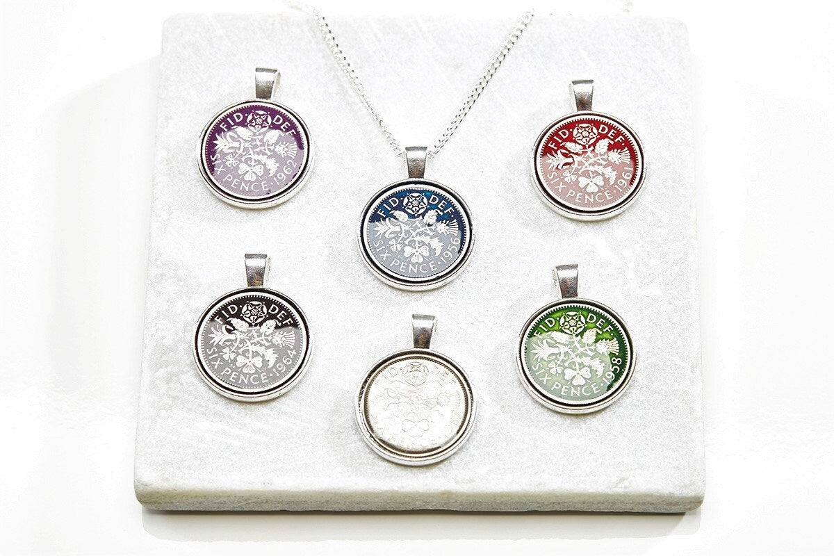 Sixpence Handmade Enamelled Necklace Pendant