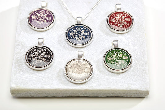 Sixpence Handmade Enamelled Necklace Pendant