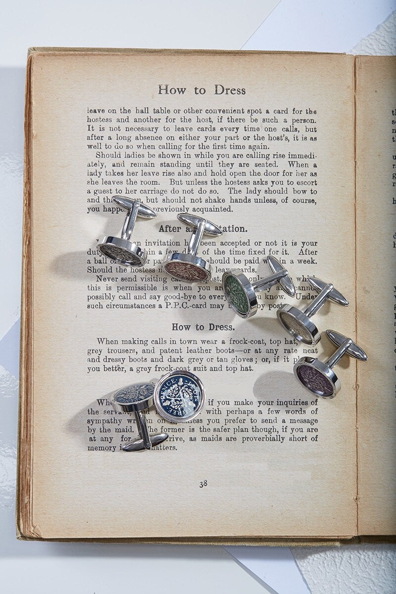 British Threepence (silver) Coin Handmade Cufflinks
