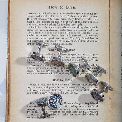 British Threepence (silver) Coin Handmade Cufflinks
