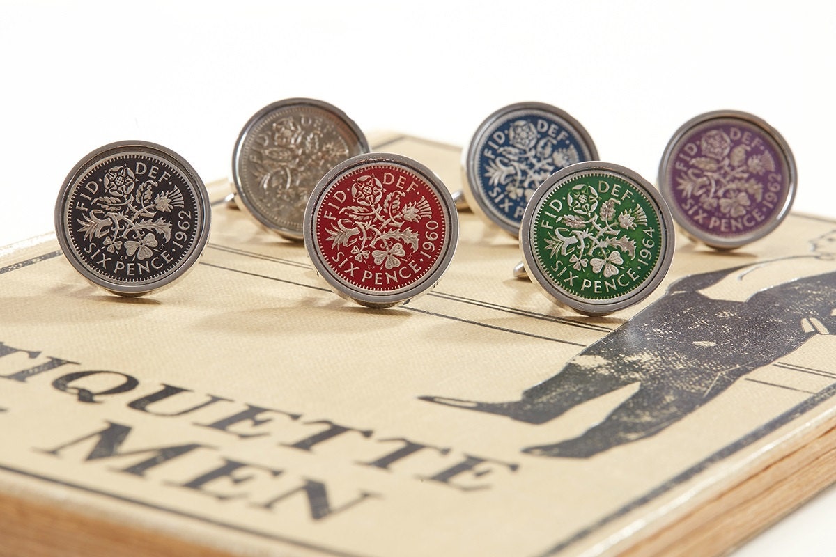 British Sixpence coin handmade Cufflinks