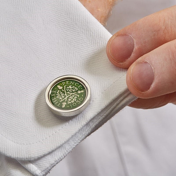British Threepence (silver) Coin Handmade Cufflinks