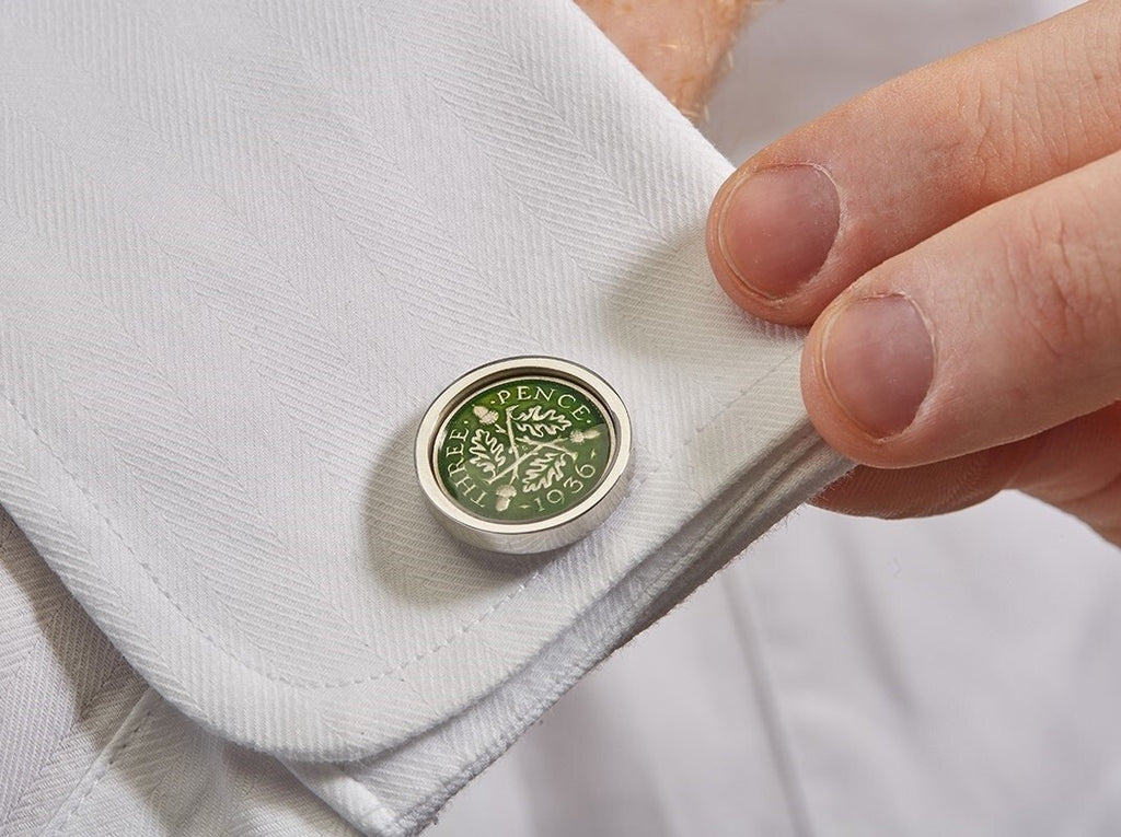 British Threepence (silver) Coin Handmade Cufflinks