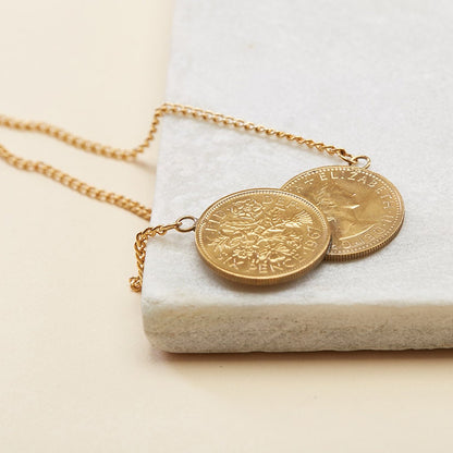 Sixpence Double Necklace Gold Plated and Non-plated