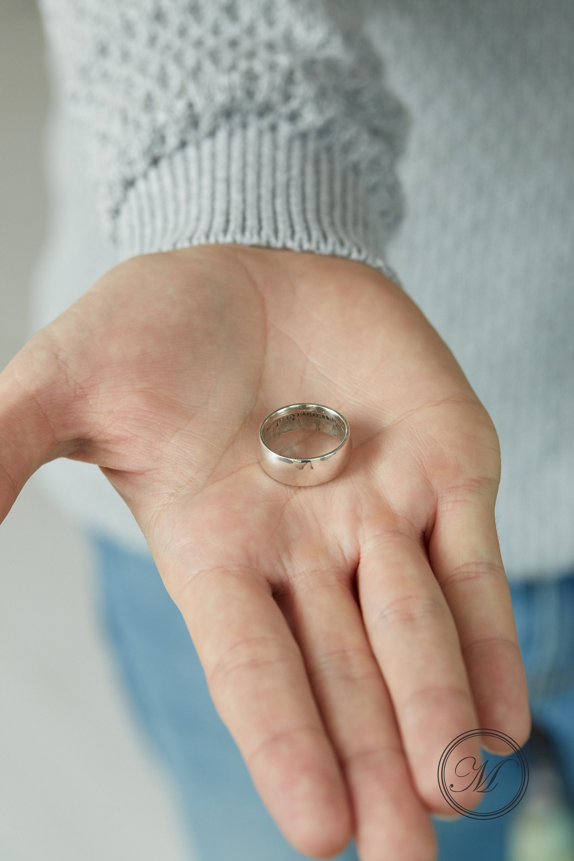 Sterling silver coin on sale ring