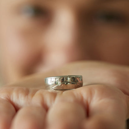 Quarter Dollar LIBERTY 1964 coin ring 90% silver, handmade silver coin ring, American coin ring, rare silver coin ring, USA vintage coin