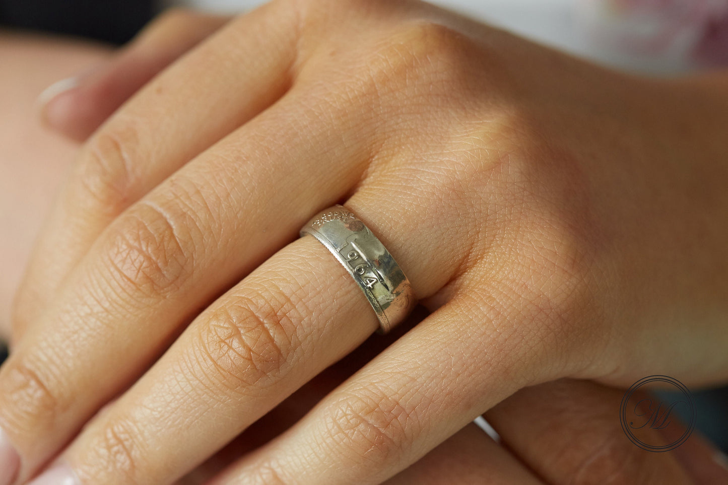 Quarter Dollar LIBERTY 1964 coin ring 90% silver, handmade silver coin ring, American coin ring, rare silver coin ring, USA vintage coin