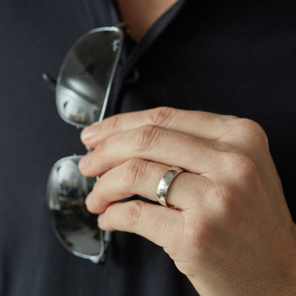 Sterling Silver Coin Ring Wedding Band - a Shilling coin ring, smooth on the outside and detailed inside. Size: Men's or women's, medium