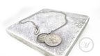 Lucky Sixpence and Threepenny coin layered necklace suspended on a sterling silver chain with your choice of date (palladium plated)
