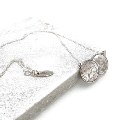 Irish threepence double necklace, silver Irish necklace, silver delicate pendant, double coin necklace, palladium plated coins