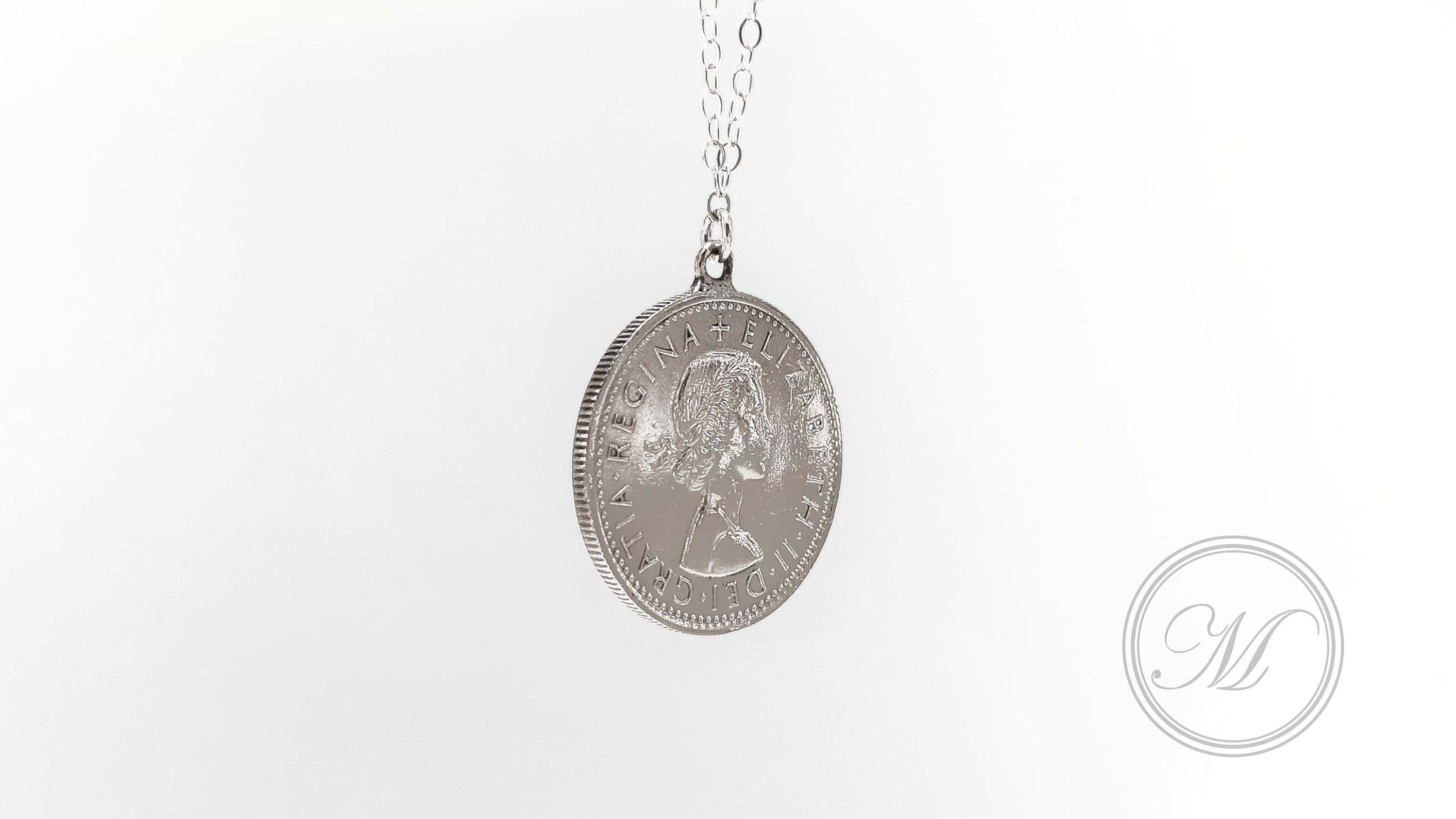1967 Sixpence coin silver necklace - 55th birthday present. A lucky sixpence layering coin necklace on a sterling silver chain