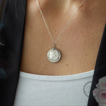 Lucky Sixpence and Threepenny coin layered necklace suspended on a sterling silver chain with your choice of date (palladium plated)
