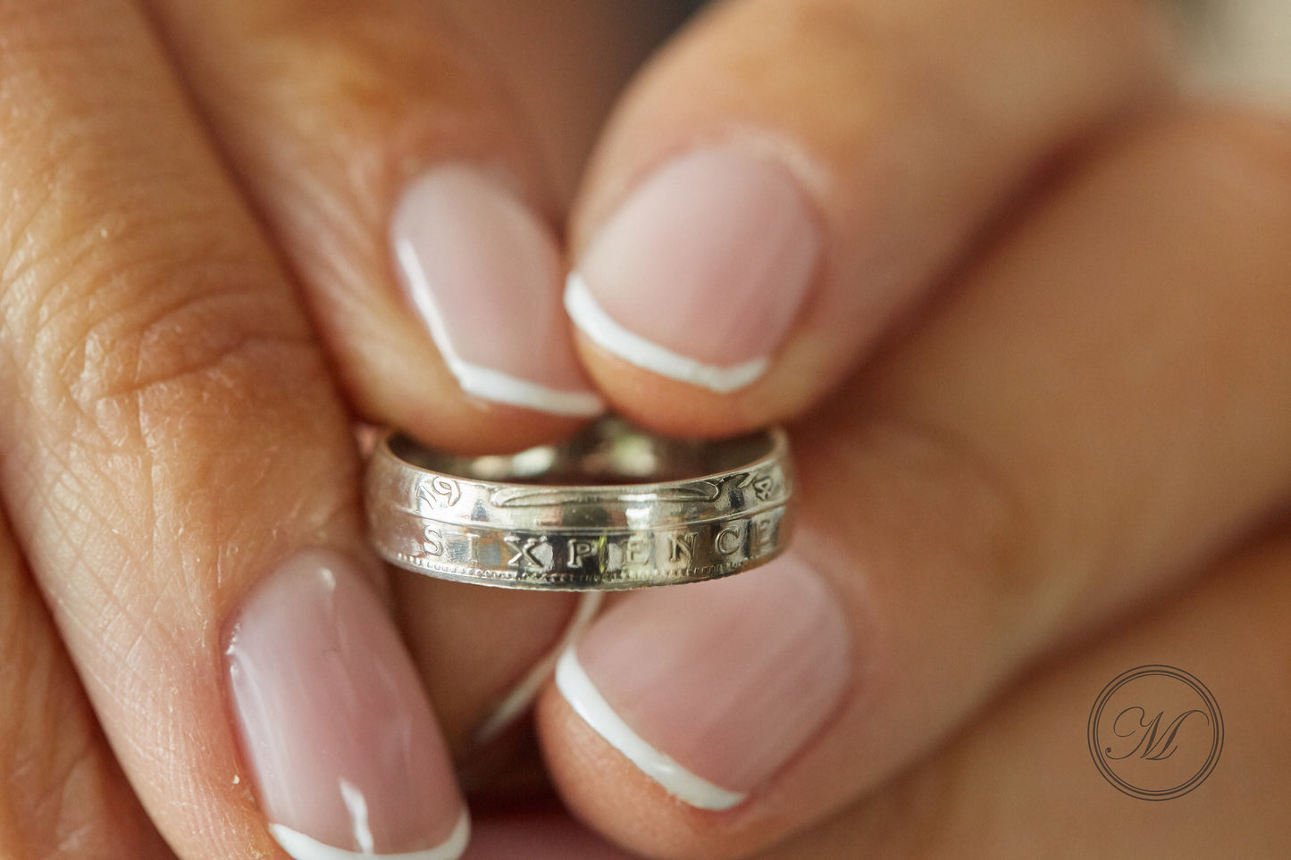 British Sixpence Sterling Silver Coin Ring