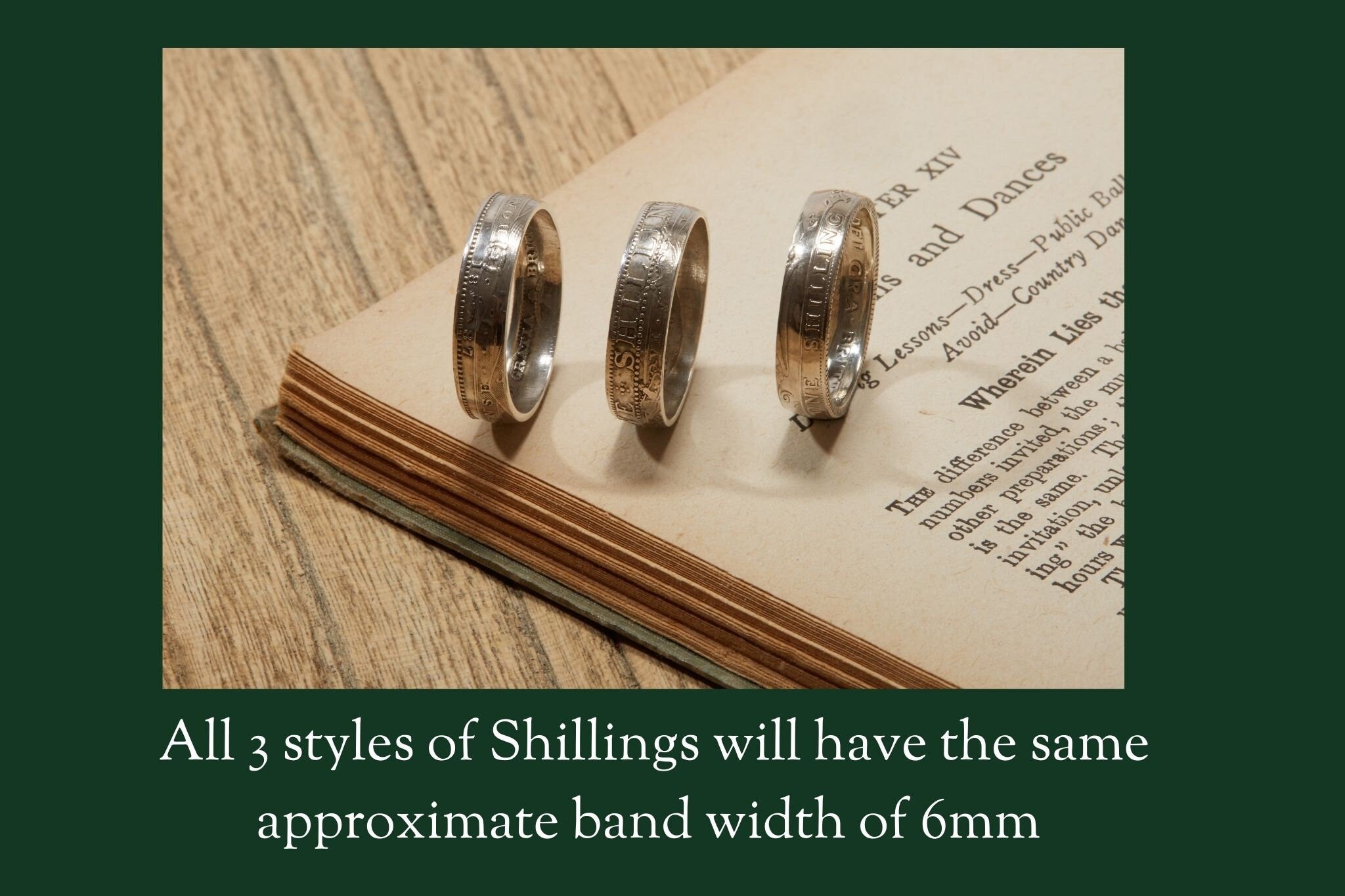 British Shilling Sterling Silver Coin Ring Wedding Band