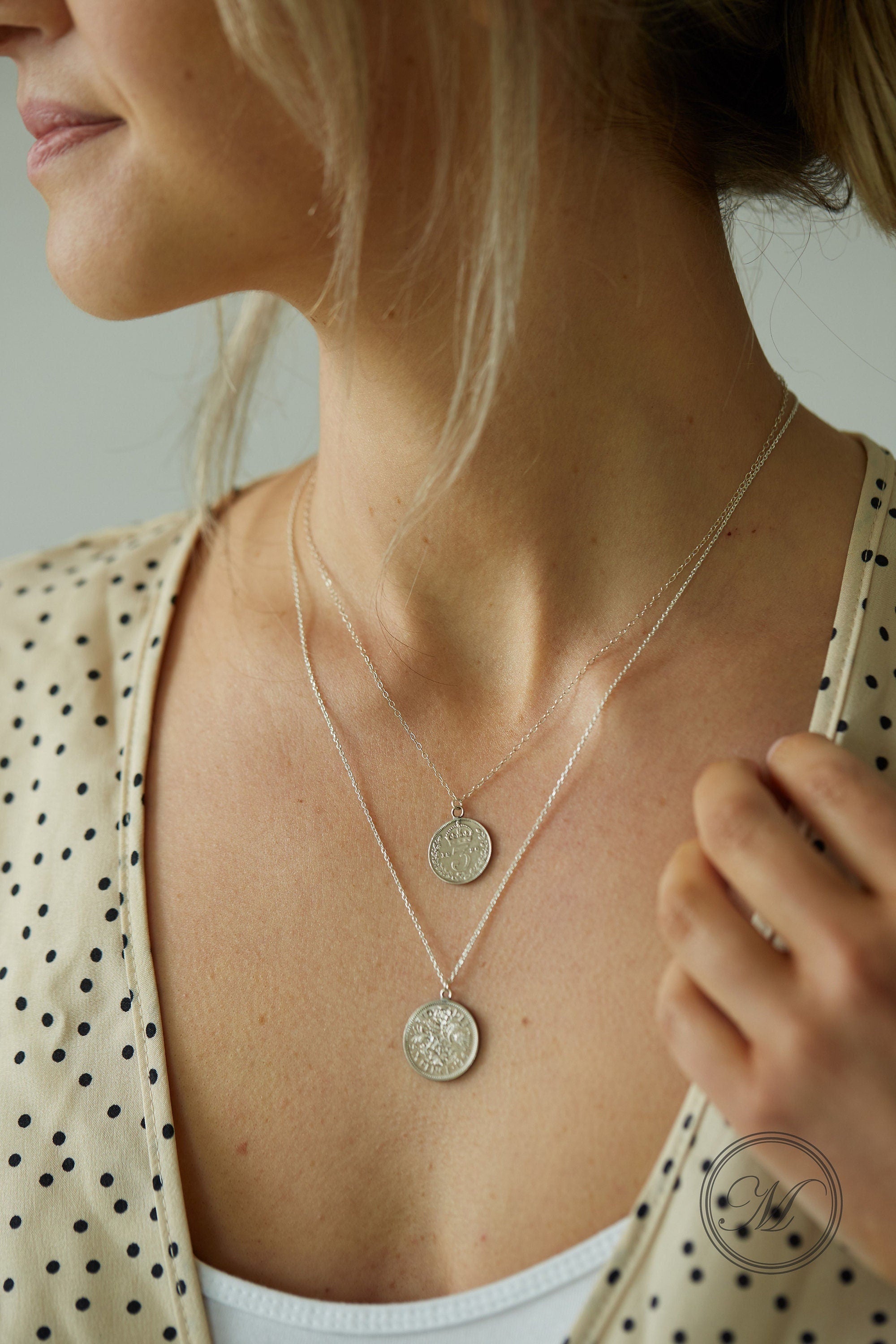 Sterling silver layered 2025 coin necklace