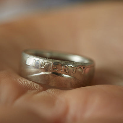 Quarter Dollar LIBERTY 1964 coin ring 90% silver, handmade silver coin ring, American coin ring, rare silver coin ring, USA vintage coin