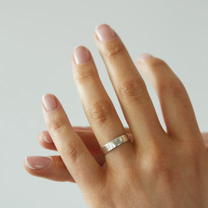 Sterling Silver Coin Ring Wedding Band - a delicate Sixpence coin ring, smooth on the outside and detailed inside. Size: Womans, small