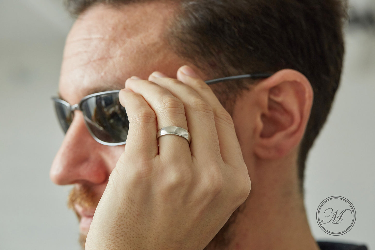 Sterling Silver Coin Ring Wedding Band - a Shilling coin ring, smooth on the outside and detailed inside. Size: Men's or women's, medium