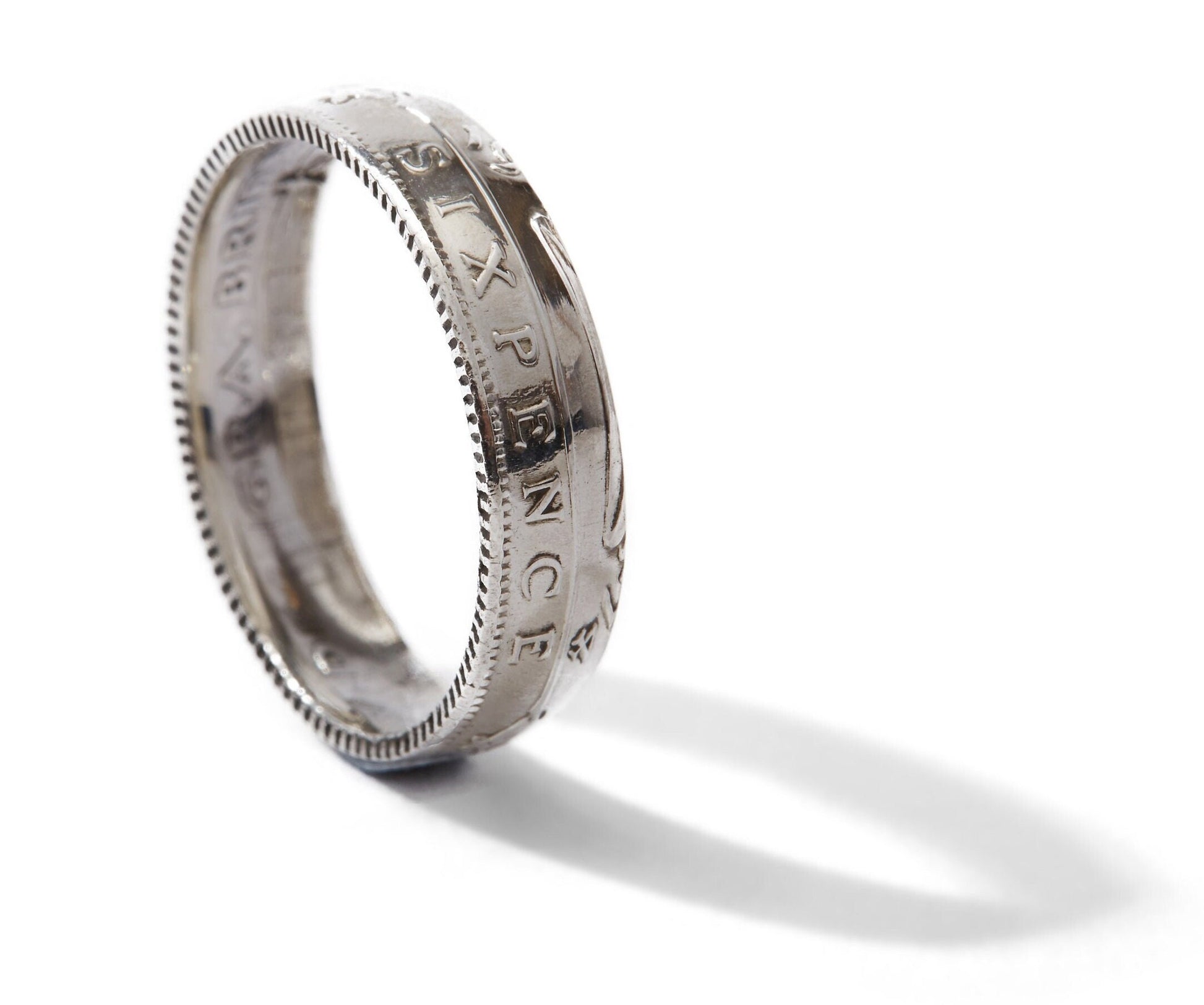 British Sixpence Sterling Silver Coin Ring