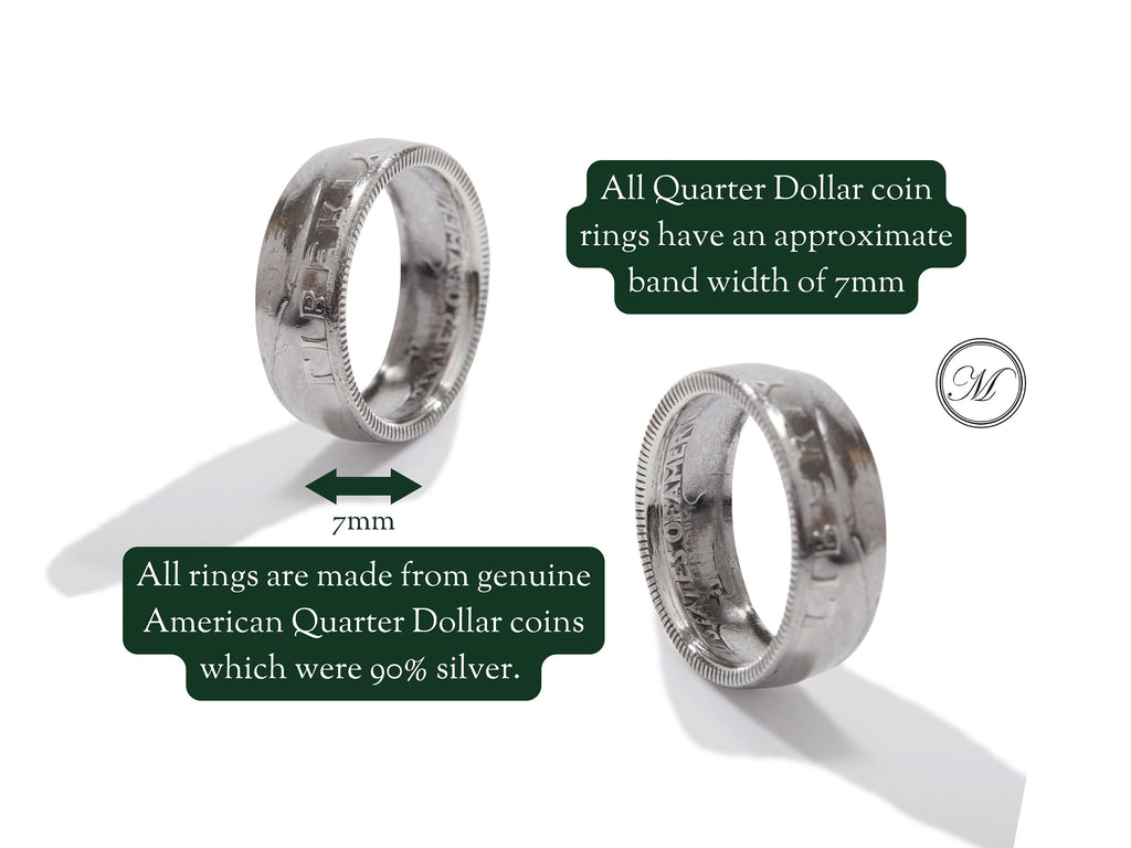 Quarter Dollar LIBERTY 1964 coin ring 90% silver, handmade silver coin ring, American coin ring, rare silver coin ring, USA vintage coin