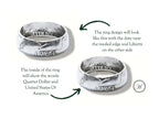 Quarter Dollar LIBERTY 1964 coin ring 90% silver, handmade silver coin ring, American coin ring, rare silver coin ring, USA vintage coin