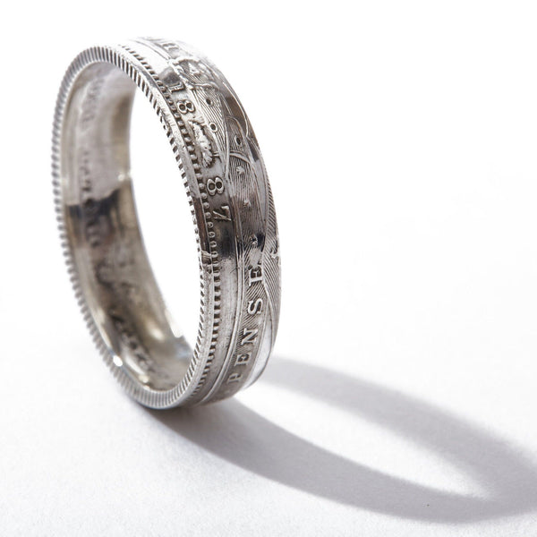 British Shilling Sterling Silver Coin Ring Wedding Band
