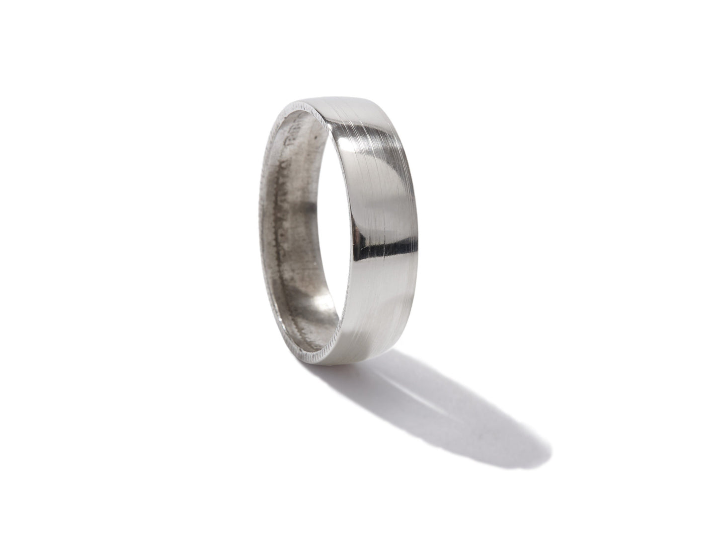 Sterling Silver Coin Ring Wedding Band - a Shilling coin ring, smooth on the outside and detailed inside. Size: Men's or women's, medium