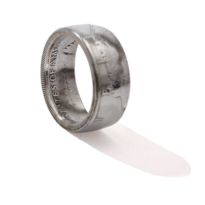 Kennedy Half Dollar 1964 Liberty handmade coin ring 90% silver - a rare American coin ring made from a vintage upcycled coin