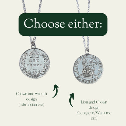 Sterling Silver Sixpence Single Coin Necklace