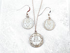 Sterling Silver Gift Set: Edwardian Sixpence Necklace & Threepence Earrings