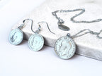 Sterling Silver Gift Set: George V Sixpence Necklace & Threepence Earrings