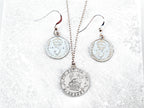 Sterling Silver Gift Set: George V Sixpence Necklace & Threepence Earrings