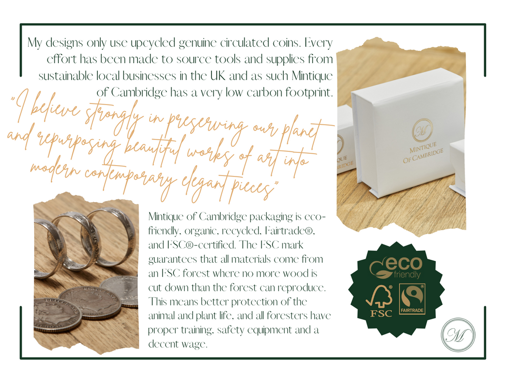 Sterling Silver Sixpence Coin Ring - Smooth Outer, Detail Inner